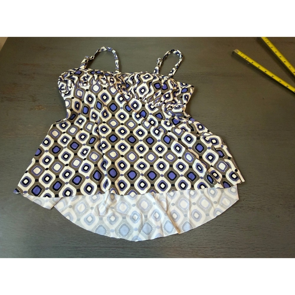 Geometric Print Underwire Tankini Swim Top Blue Purple Size 8 520110